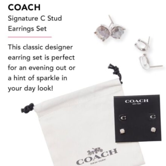 Coach Signature And Stone Stud Earrings Set 30$